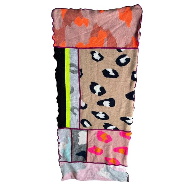 Brodie Cashmere multicolor patchwork scarf 100% cashmere 16" x 76" - Picture 6 of 6